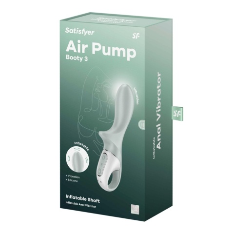Satisfyer Air Pump Booty 3 nadmuchiwany wibrator analny szaro-zielony