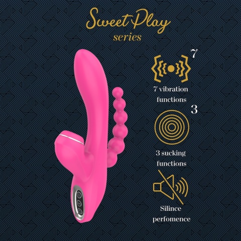 Wibrator 3w1 z funkcją ssania i potrójną stymulacją Erospace Sweet Play A3